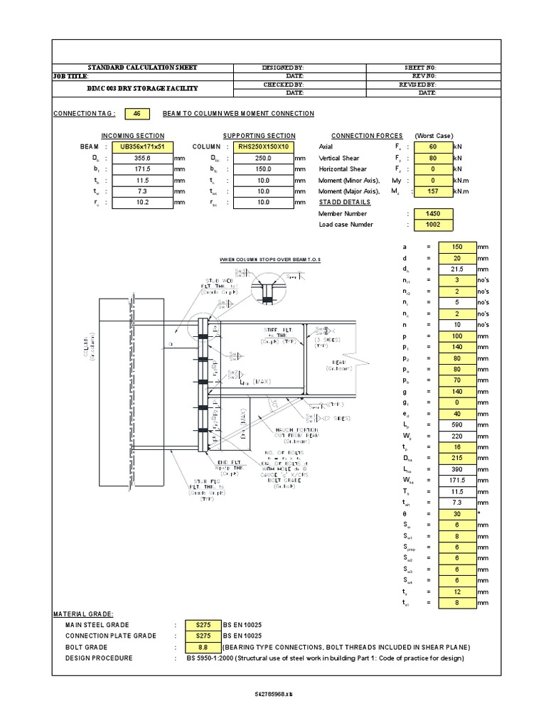46) UB356X171X51 To RHS250X150X10-B2CW - MC - CLR-14 | PDF | Screw 
