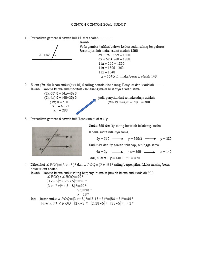 Contoh Soal Sudut Bertolak Belakang | PDF