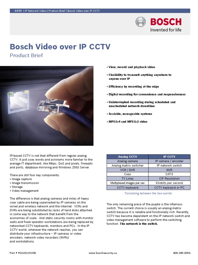 Bosch Video Over Ip Cctv Low Res Digital Video Closed Circuit