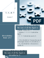 Lesson 2 Divisibility Rules of 3, 6, & 9