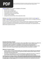 Control Involves Warehouse Management. This Includes:: Inventory