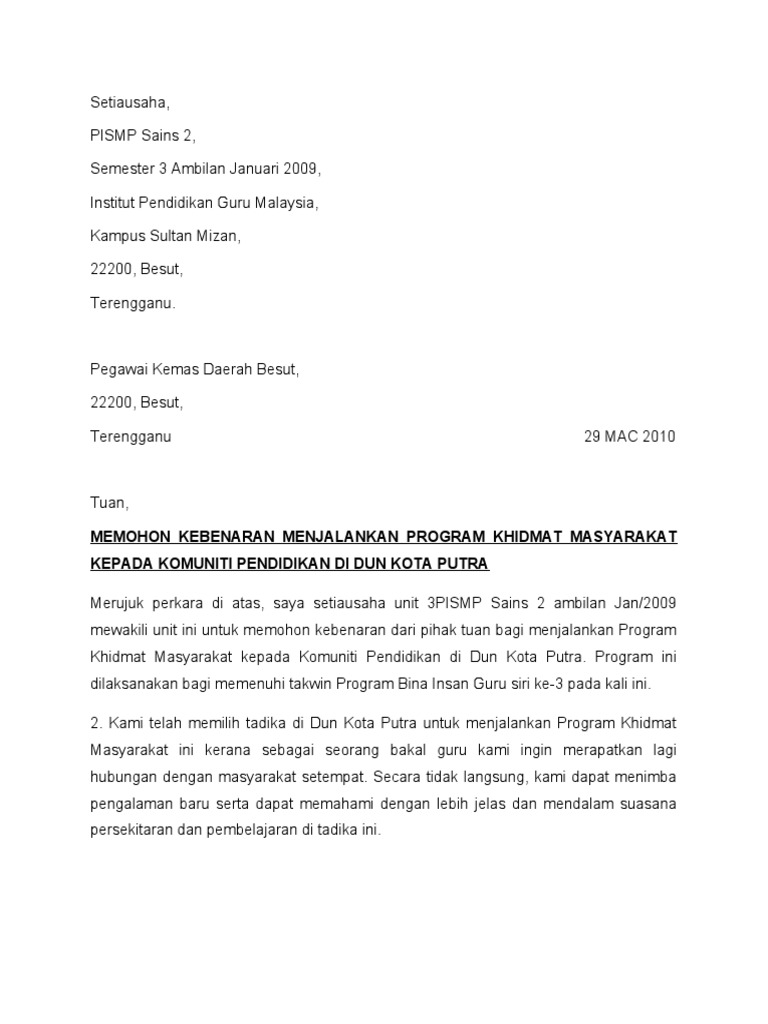 Contoh Surat Rasmi Kebenaran Membina Rumah