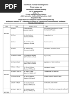 Program Schedule For FDP On Immersive Virtual Reality