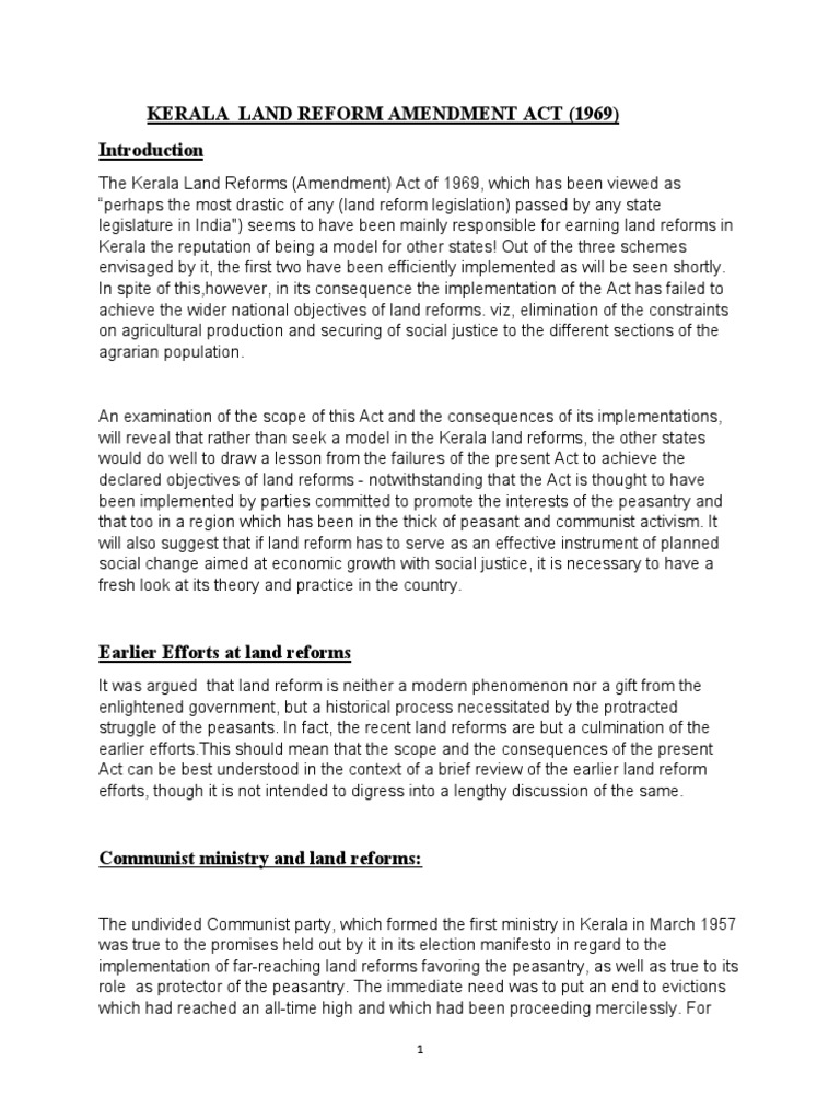 Kerala Land Reforms Act 2020