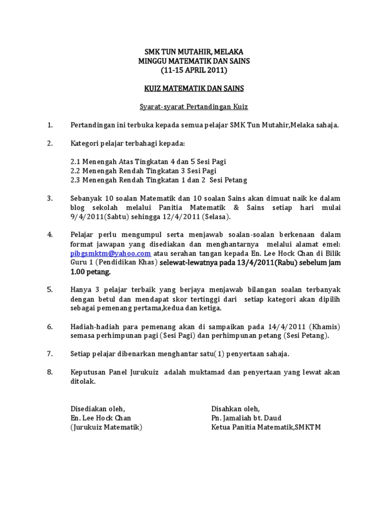 Saturday Quiz Pdf