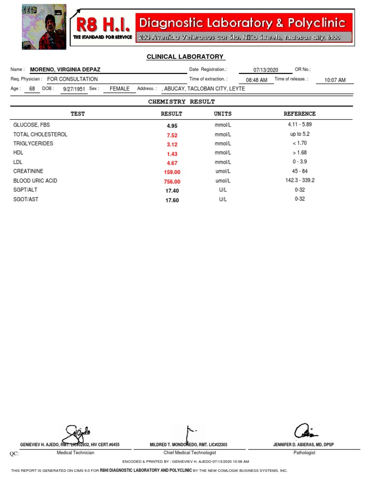 Clinical Lab Results for Virginia Depaz | PDF | Alanine Transaminase ...