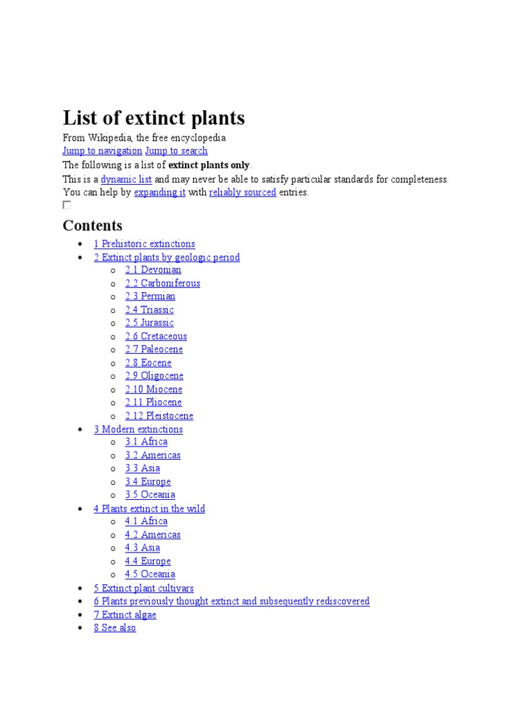 List of Extinct Plants PDF Flora Plants