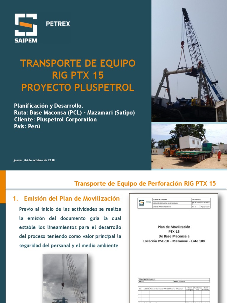 Transporte RIG PTX 15 para Pluspetrol | PDF | Transporte