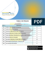 Tabela de Preços