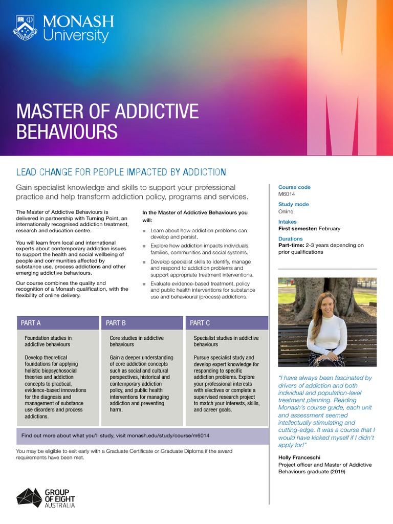 Master of Addictive Behaviours Lead Change For People Impacted by