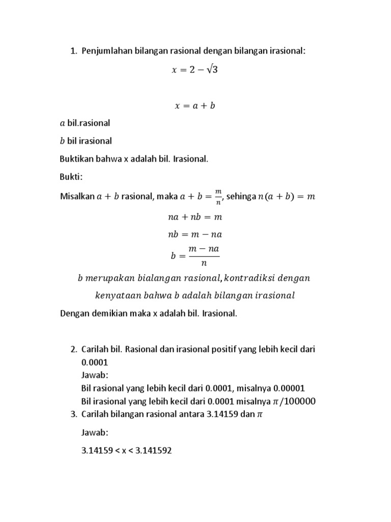 Bilangan Rasional dan Irasional | PDF