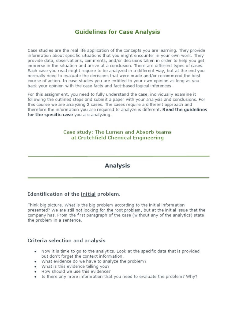 Case Analysis Guidelines for Students | PDF | Psychological Concepts ...