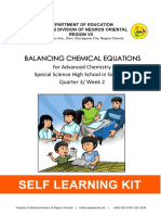 Balancing Chemical Equations: For Advanced Chemistry Special Science High School in Grade 10 Quarter 3/ Week 2