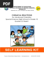 Chemical Reactions: For Advanced Chemistry Special Science High School in Grade 10 Quarter 3/ Week1