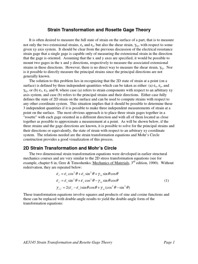 Strain Gage Rosette Theory | PDF | Cartesian Coordinate System ...