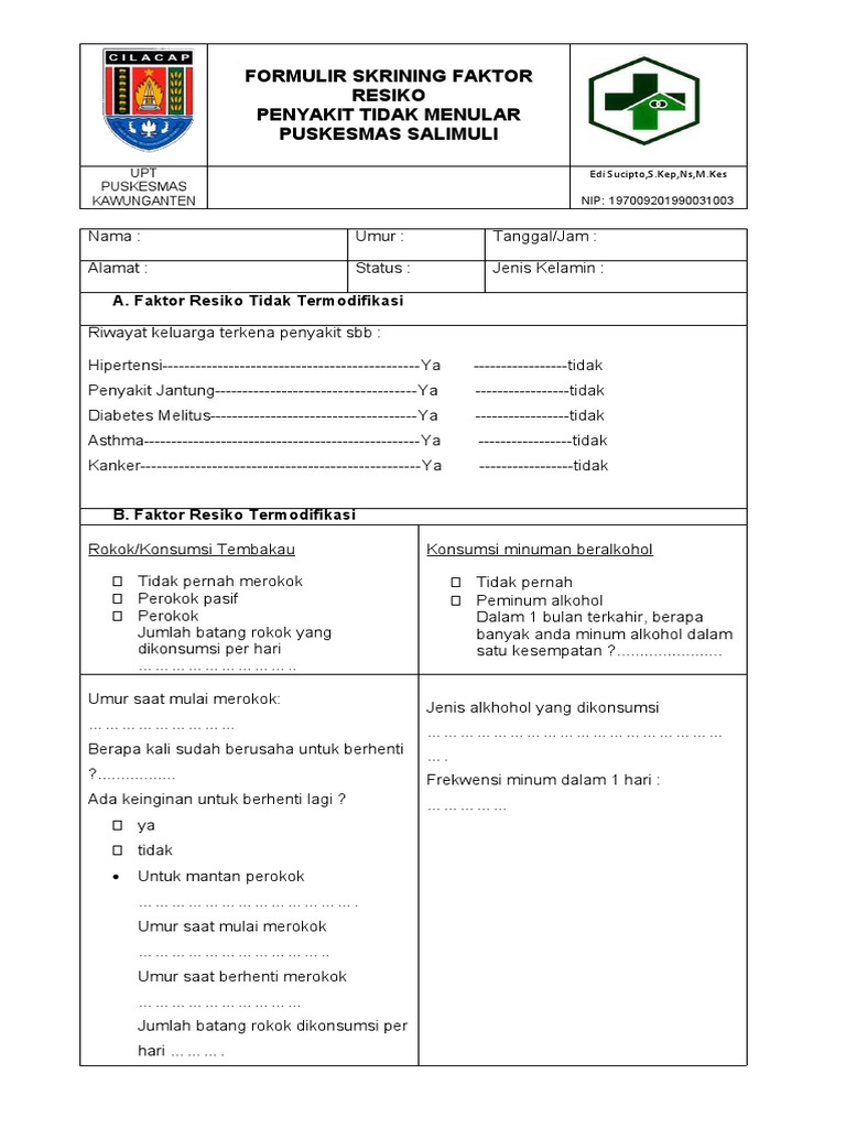FORM SKREENING PTM Ririn | PDF | Gaya Hidup
