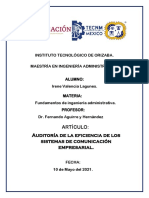 Artículo 18.auditoria de La Eficiencia de Los Sistemas de Comunicación Empresarial.