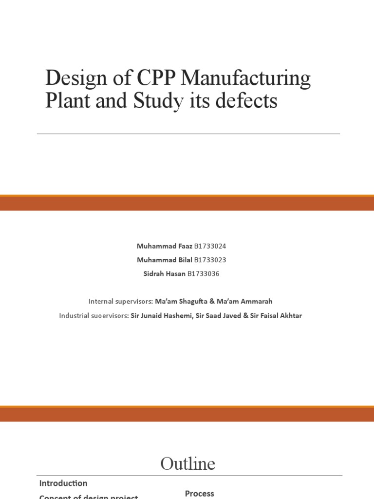 Design of CPP Manufacturing Plant and Study Its Defects | PDF | Process ...