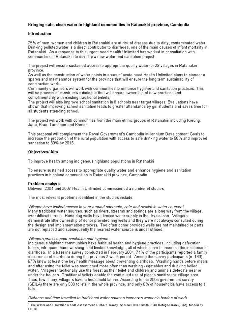 Module 6 handout - Watsan Training Sample Proposal | Drinking Water