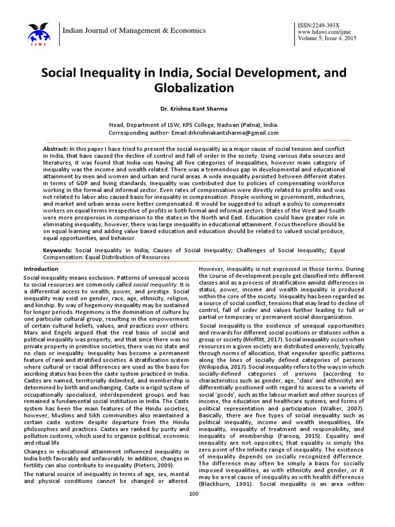 Social Inequality and Development in India | PDF | Discrimination ...