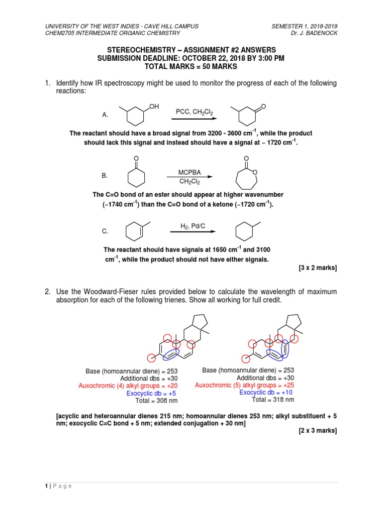 Stereochemistry Assignment Solutions | PDF | Aromaticity | Proton ...