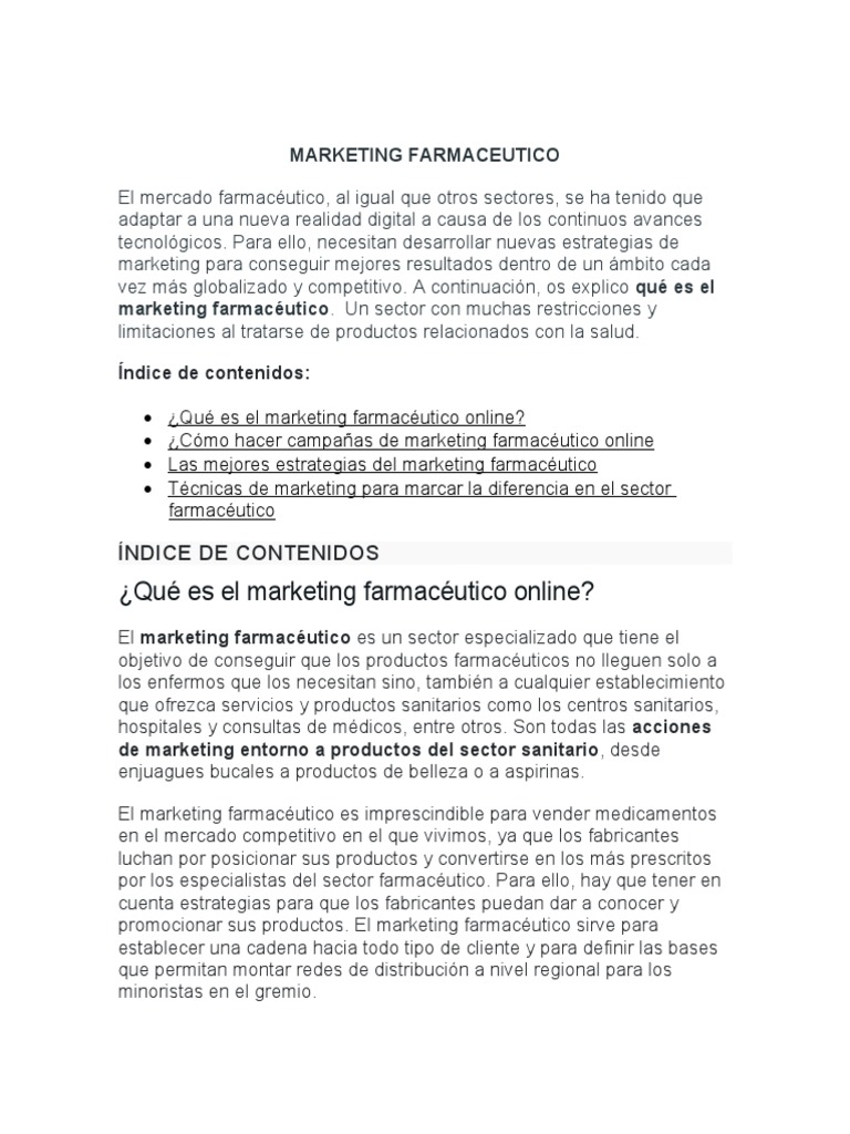Estrategias de Marketing Farmacéutico | PDF | Marketing | Farmacia
