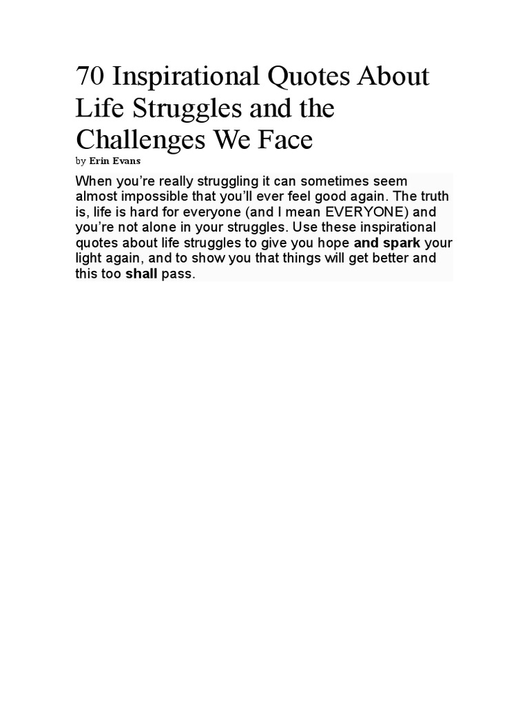 70 Inspirational Quotes About Life Struggles and The Challenges We Face ...