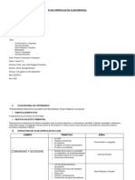 Plan curricular de clase mensual para tercero A con enfoque en comunicación, matemática y alimentación