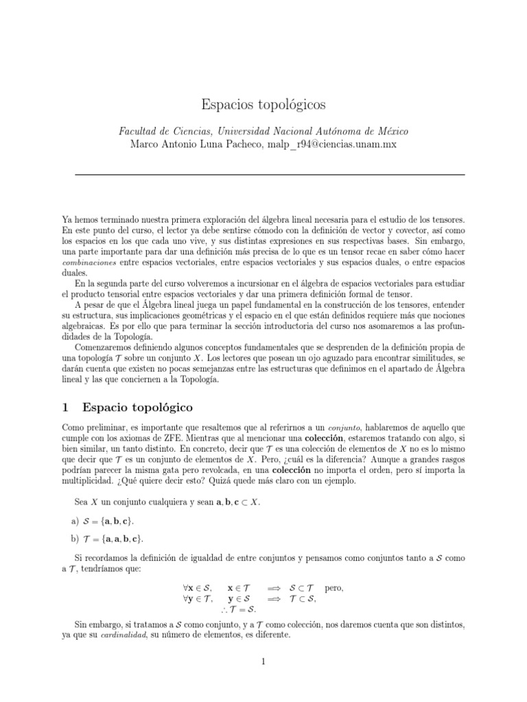 Espacios Topologicos PDF Topología Espacio vectorial