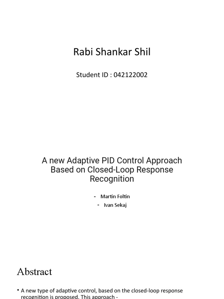 A New Adaptive PID Control Approach | PDF | Control Theory ...