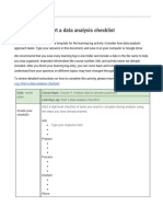 Learning Log: Start A Data Analysis Checklist: Instructions