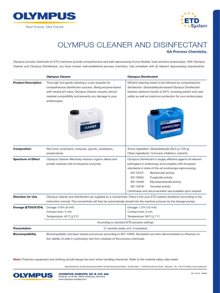 Olympus Endoscope Cleaning Solutions | PDF | Disinfectant | Endoscopy
