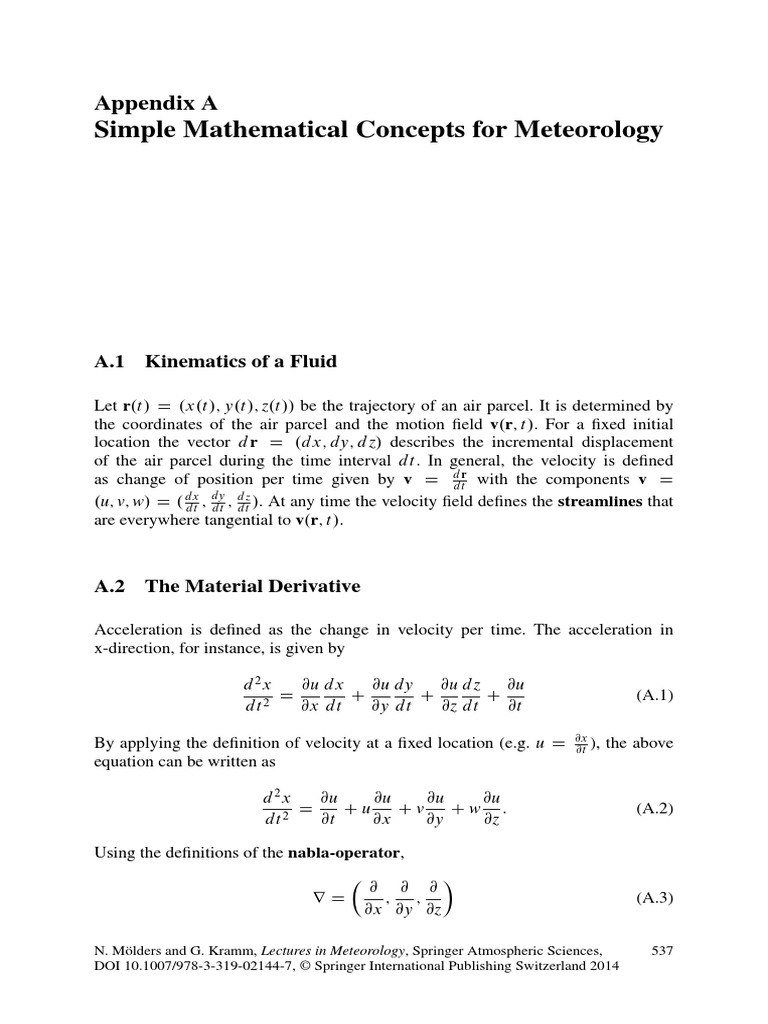 Simple Mathematical Concepts For Meteorology: Appendix A | PDF ...