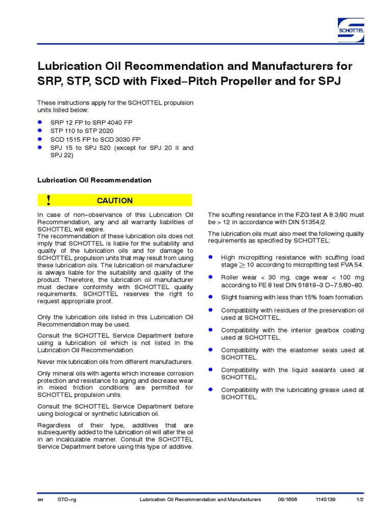 Lubrication Oil Guidelines for SCHOTTEL | PDF | Mechanical Engineering ...