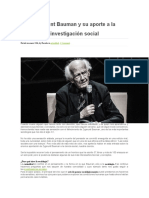 Zygmunt Bauman y Su Aporte a La Investigación Social