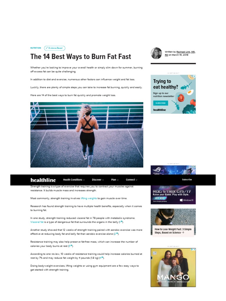 The 14 Best Ways To Burn Fat Fast 2021 Pdf Dieting Strength Training