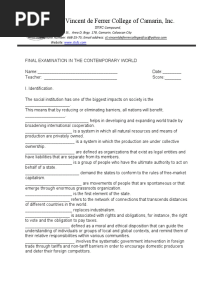 Contemporary World - Final Exam