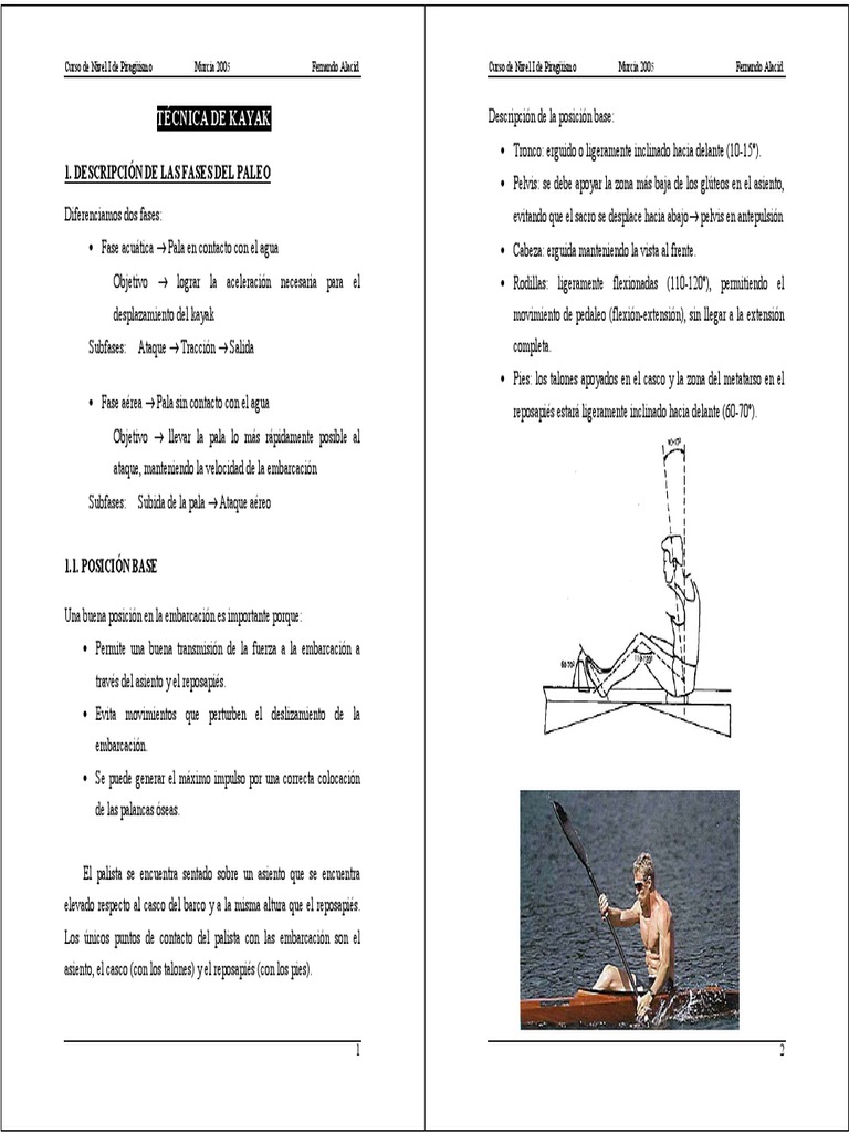 Técnica de Kayak en Piragüismo | PDF | Kayac | Codo