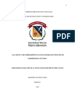 MONOGRAFIA Las Artes Como Herramientas Facilitadoras Del Proceso de Comprension Lectora