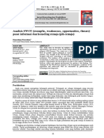 Analisis SWOT (Strengths, Weaknesses, Opportunities, Threats) Pusat Informasi Dan Konseling Remaja (Pik-Remaja)