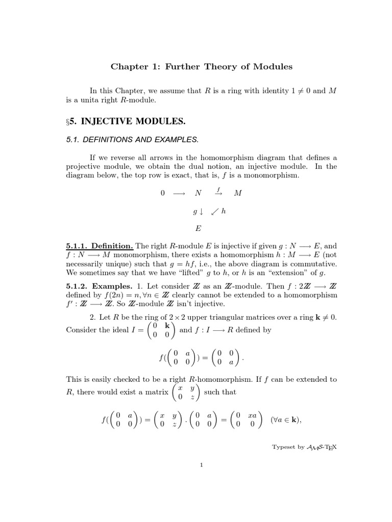 Chapter 1: Further Theory of Modules: 5.1. Definitions and Examples ...