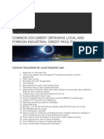 Common Document Obtaining Local and Foreign Industrial Credit Facility