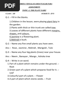 Kendriya Vidyalaya Bhavnagar para Assignment Topic:-2. The Plant Fairy Class:-Iii Subject: - Evs