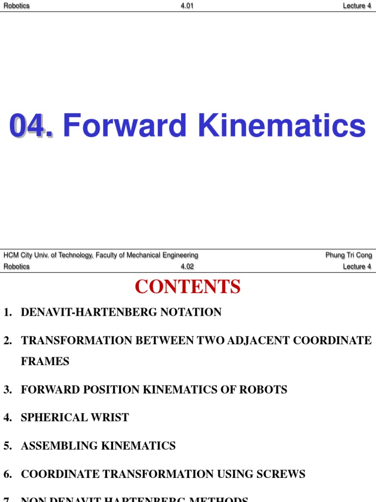 4 Forward Kinematics | PDF | Teaching Mathematics | Mechanical Engineering