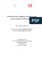 Relacion Entre Satisfaccion Laboral y Motivacion Laboral