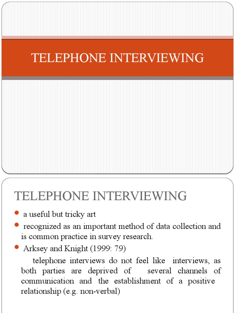 Telephone Interviewing Guide | PDF | Interview | Cognition