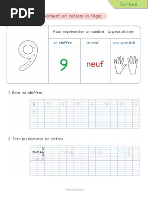 9 Ecrire Les Nombres En Lettres Chiffres Cp Ce1 Neuf Pdf