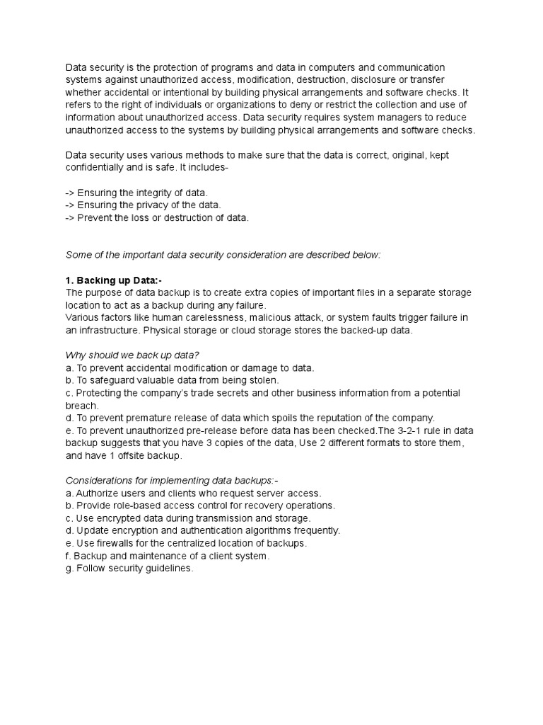 Key Data Security Considerations | PDF | Computer Data Storage | Backup