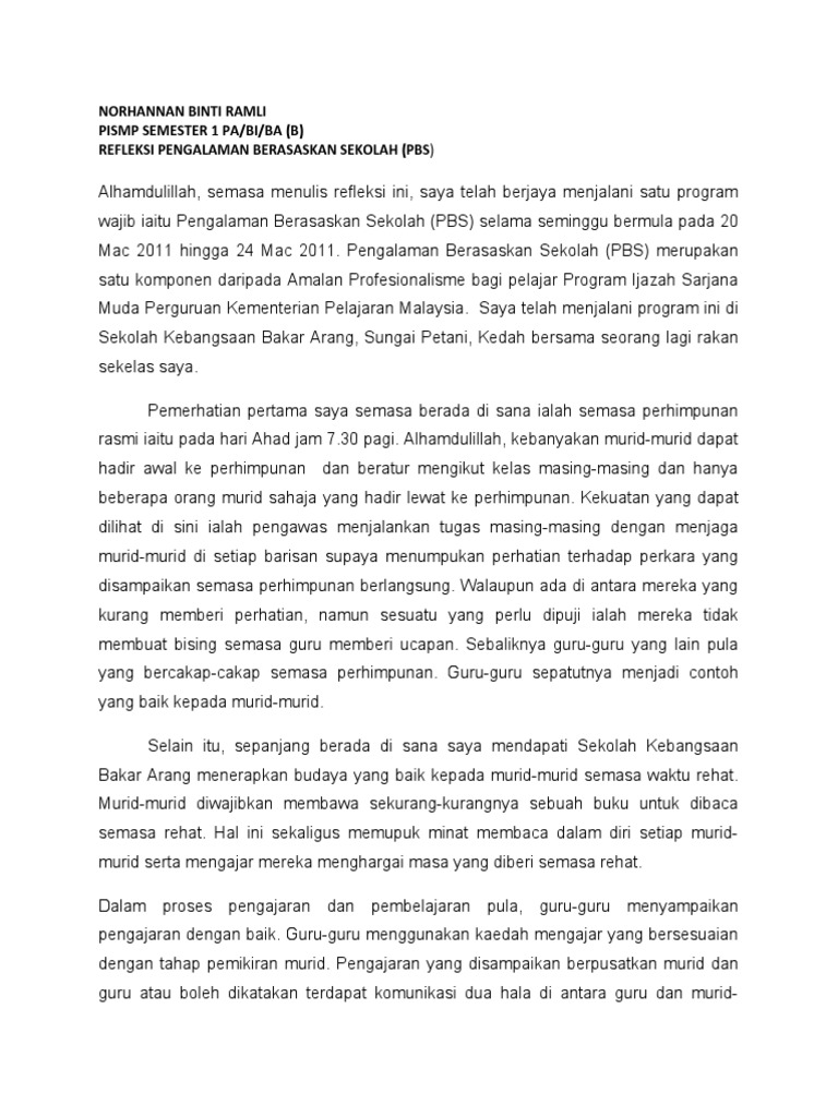 Refleksi PBS | PDF