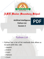 ASN Senior Secondary School: Artificial Intelligence Python List Session-2